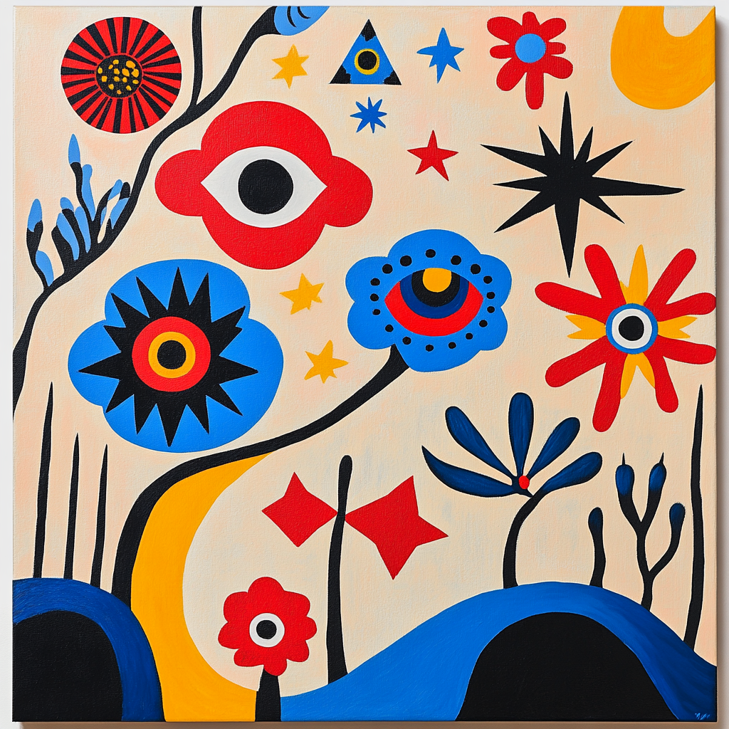 Joan Miró Inspired Enchanted Garden Of Shapes Numbered painting kits