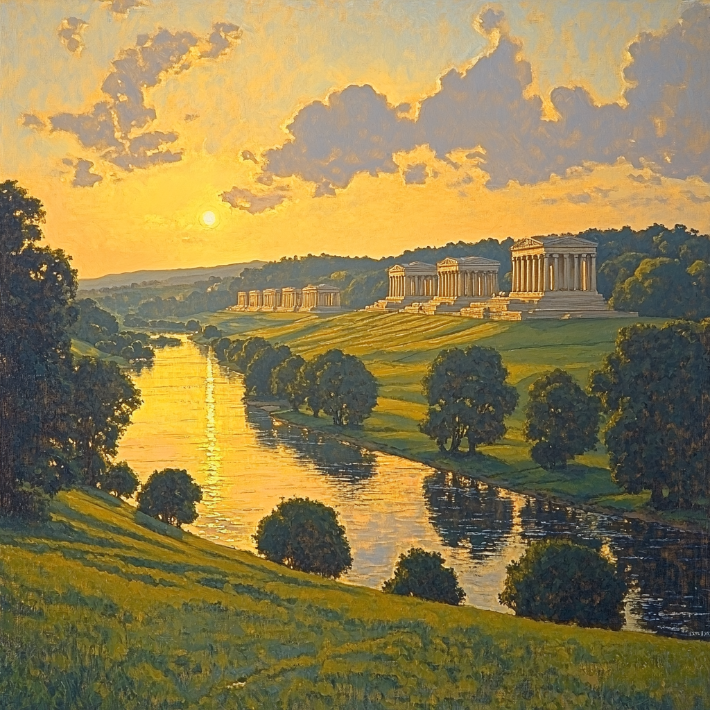 Raphael Inspired Golden Temples At Dawn DIY paint by numbers