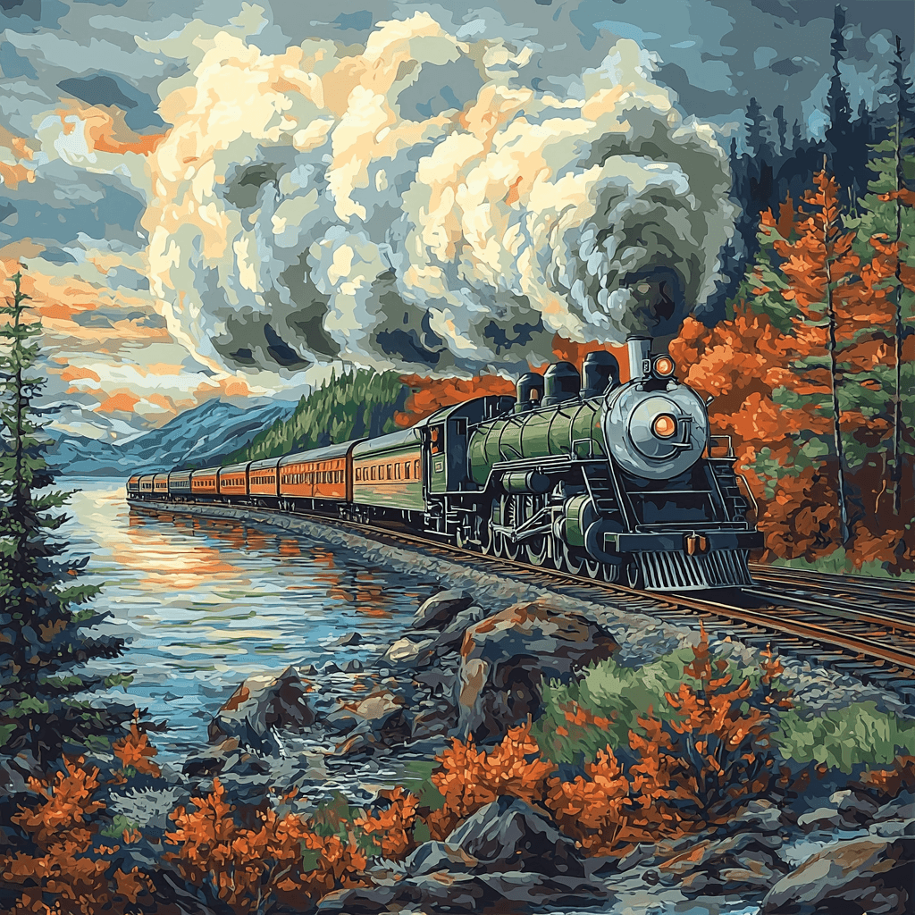 Winslow Homer Inspired Nostalgic Steam Engine Journey Number Painting