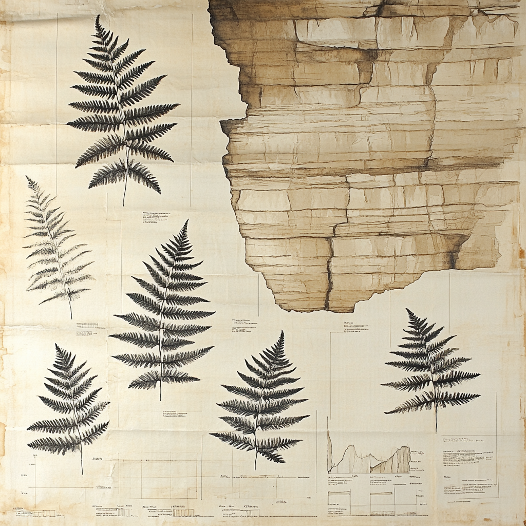 Leonardo Da Vinci Inspired Fossilized Ferns And Strata Paint by numbers art