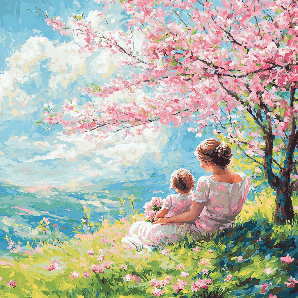 Together Under The Cherry Blossoms Paint By Color