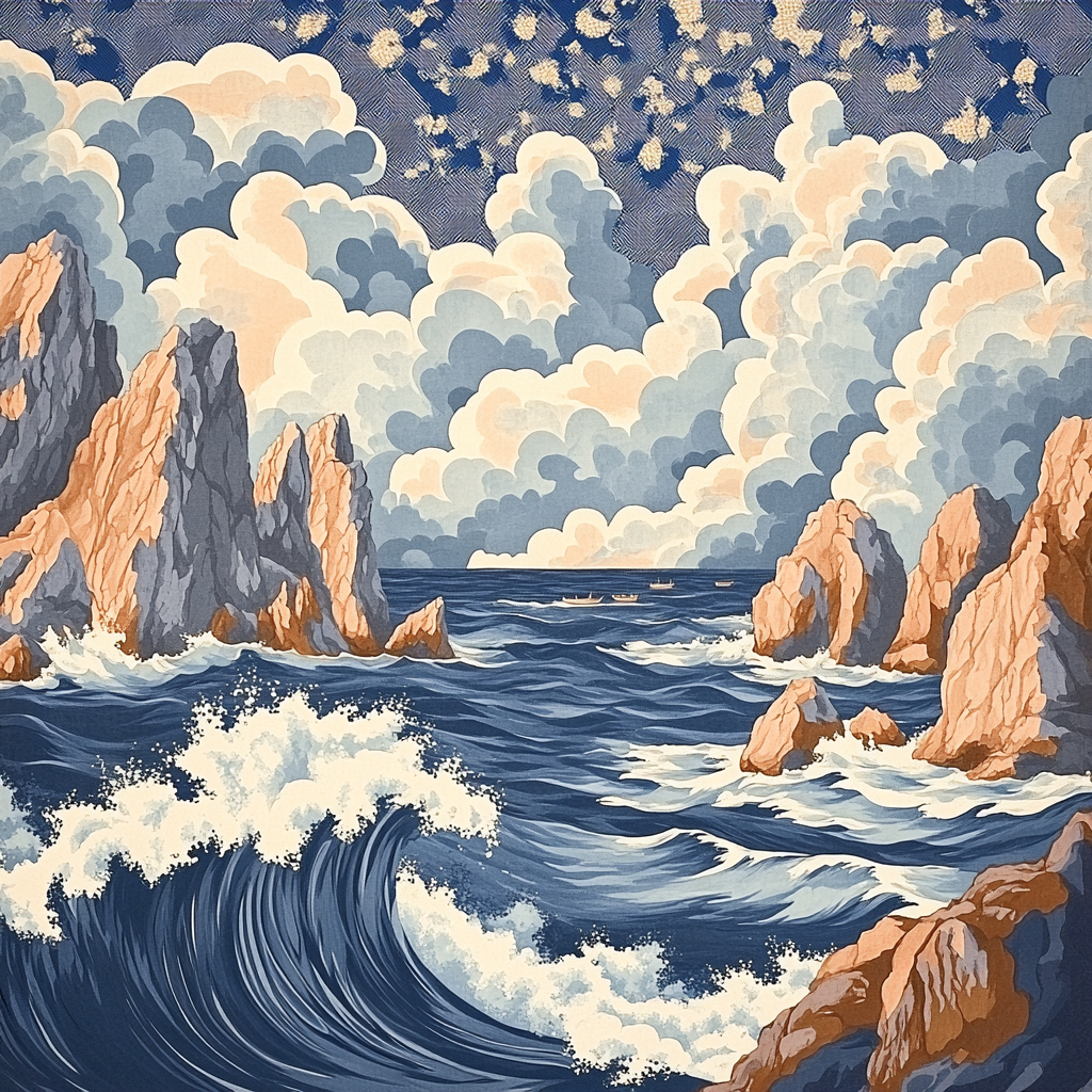 Hokusai Inspired Coastal Cliffs Painting by numbers kit