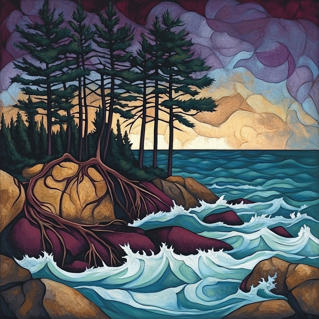 Arthur Lismer Inspired Windswept Pines On A Rocky Isle Painting by numbers kit