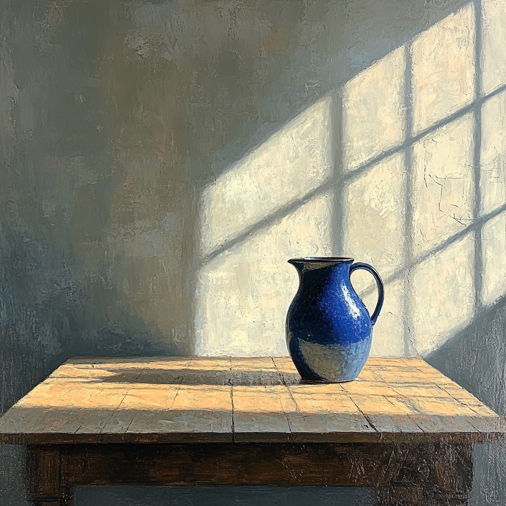 Johannes Vermeer Inspired Interior Table With Blue Delft Jug Paint by numbers art