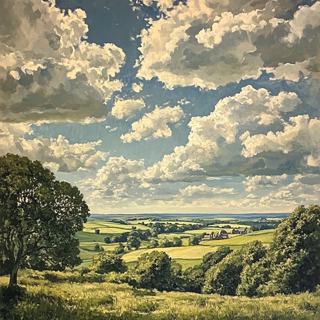 John Constable Inspired Cloudy Countryside Numbered painting kits