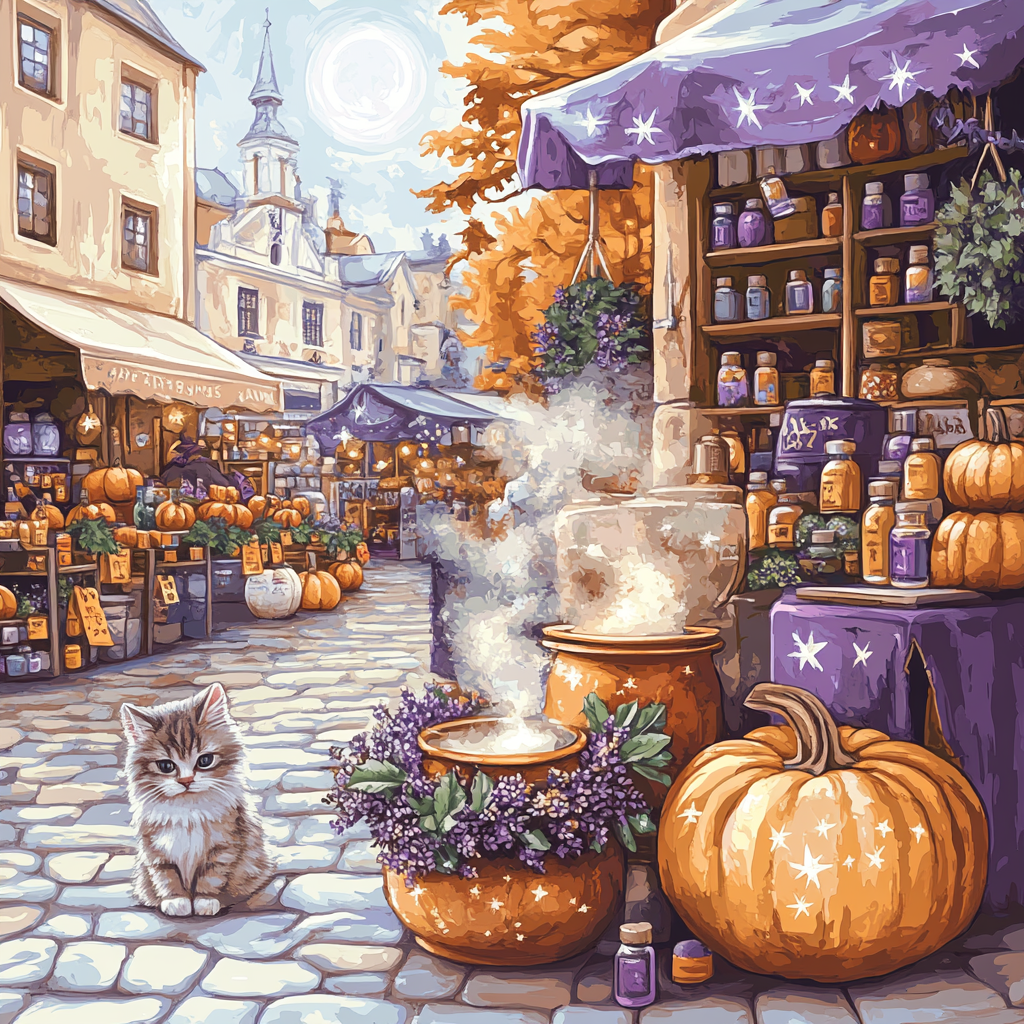 Moonlit Potion Market Spooky Paint by numbers kits
