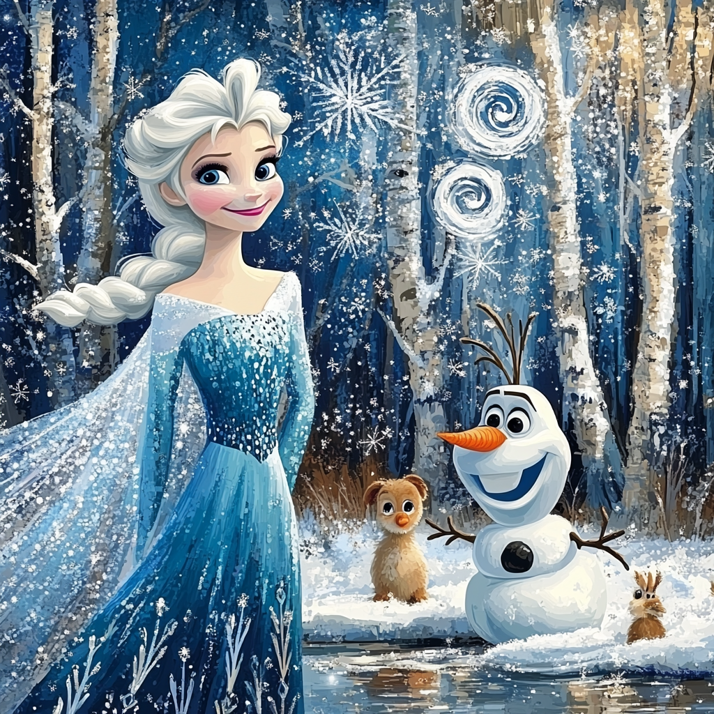 Elsa And Olaf Snowy Surprise Disney Inspired Painting by numbers kit