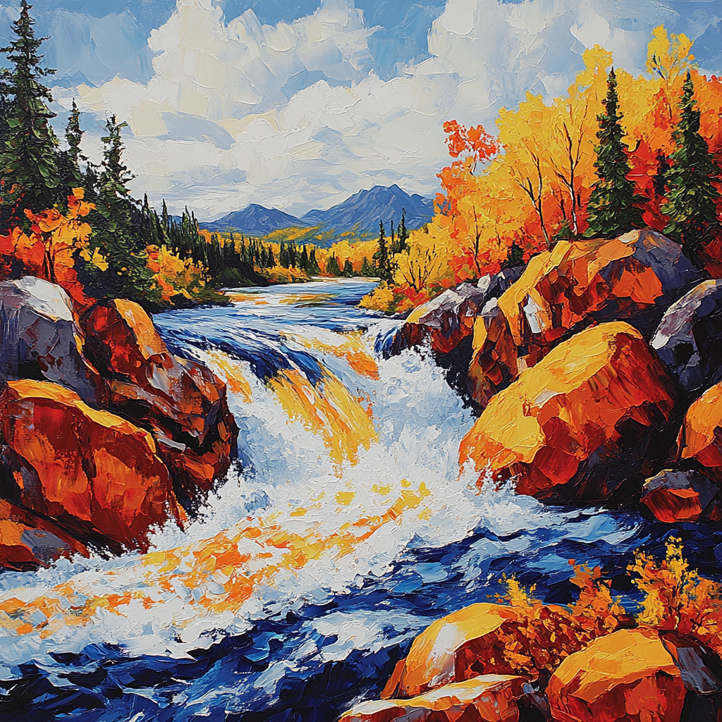 A.Y. Jackson Inspired Algoma Autumn Rapids painting number kit