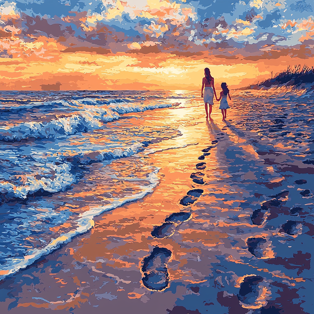 Tender Footsteps In The Sand Paint By Number