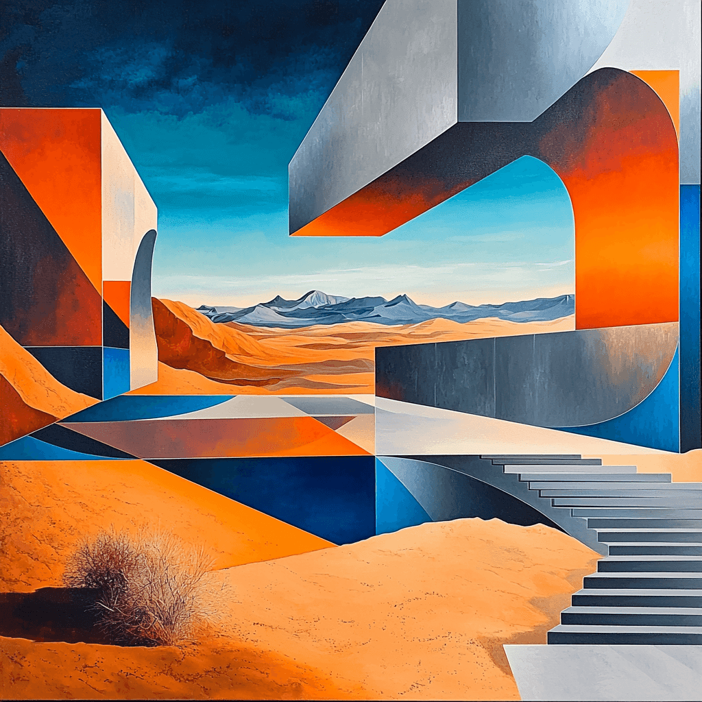 Gaudi Inspired Futuristic Desert Oasis Painting Number Kit