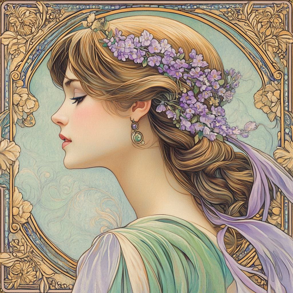 Alphonse Mucha Inspired Art Nouveau Poster paint by numbers