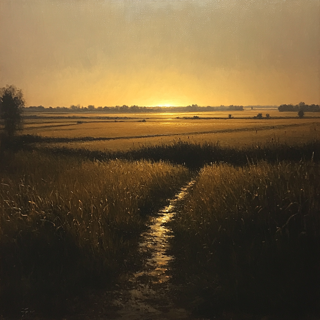 Rembrandt Inspired Luminous Horizon Over Shadowy Dutch Fields paint by number