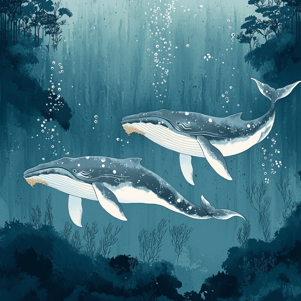 Hiroshi Yoshida Inspired Whale Song Harmony Number Painting