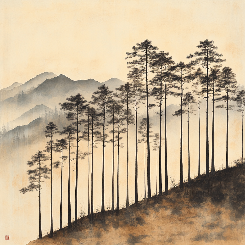 Zhao Mengfu Inspired Ancient Pine Harmony Paint by numbers art