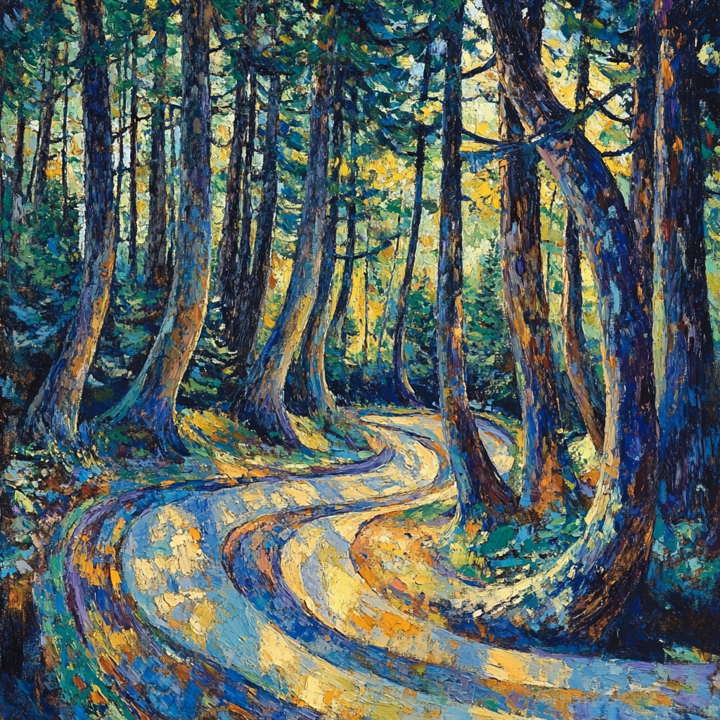 Emily Carr Inspired Swirling Cedar Cathedral paint by number