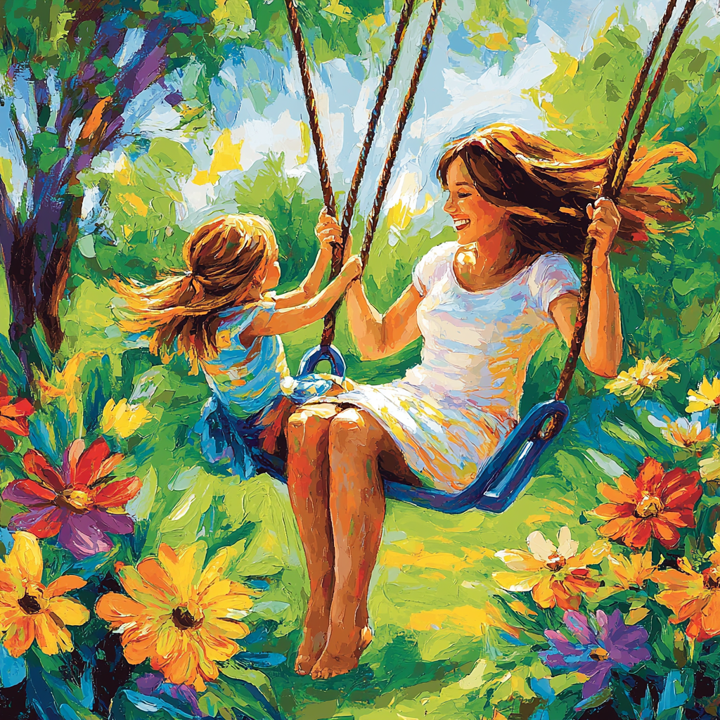 Mom And Me On A Swing Paint By Numbers Kits
