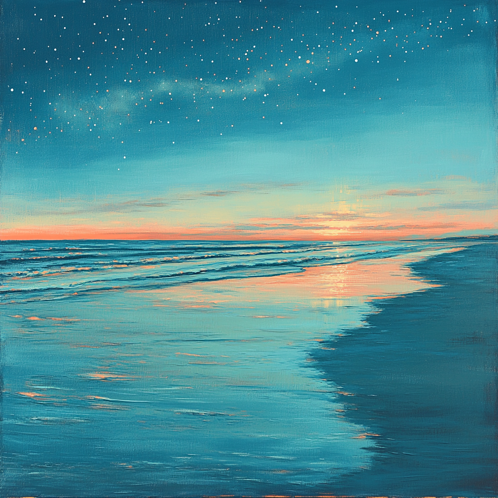 Hiroshige Inspired Starlit Tide Plains paint by numbers