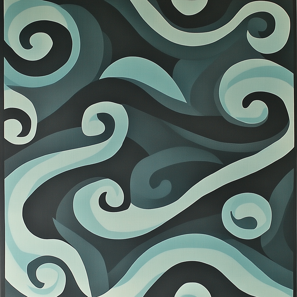 M.C. Escher Inspired Tessellated Ocean Currents Number painting