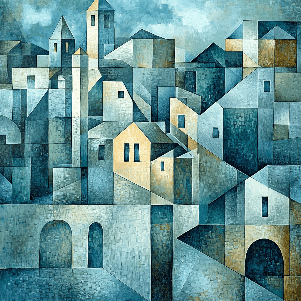 Georges Braque Inspired Cubist Urban Maze Number Painting