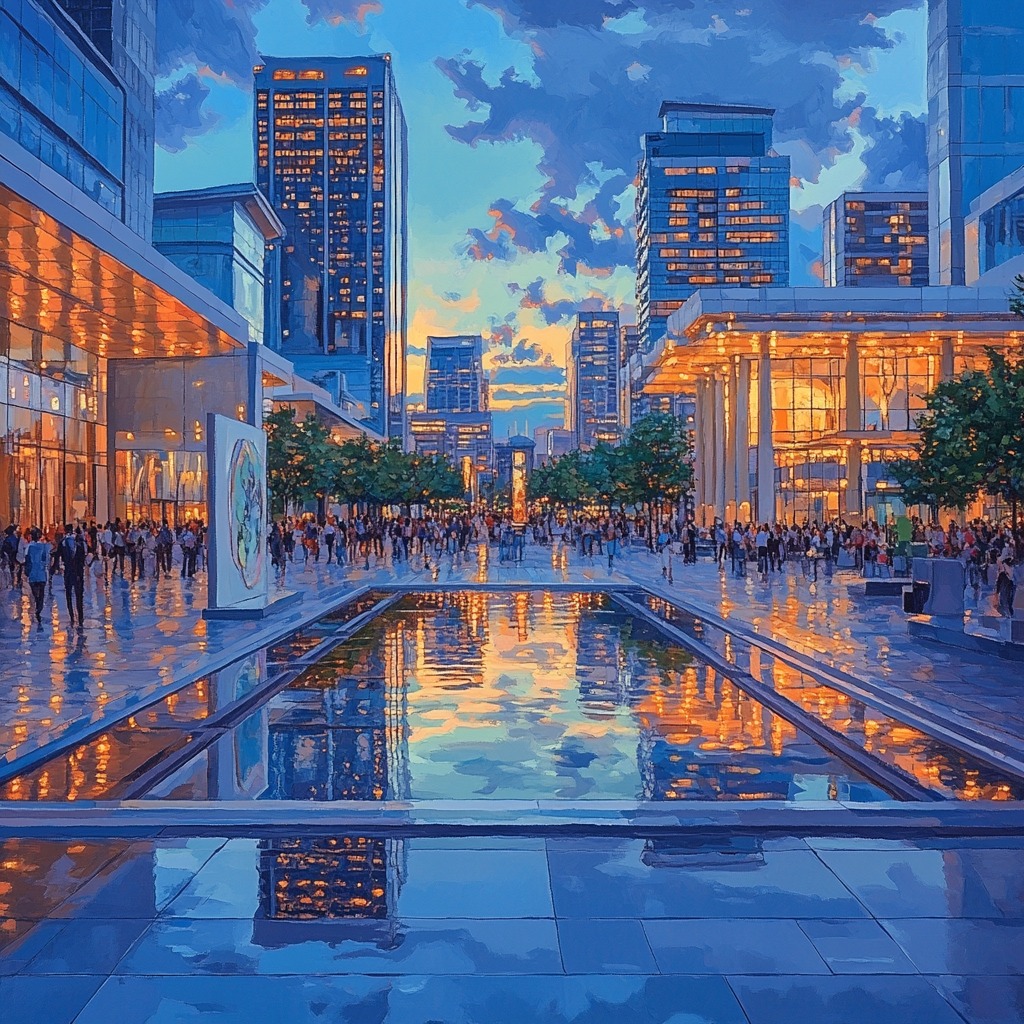 Civic Plaza At Dusk Mexico City Mexico Paint by numbers kits