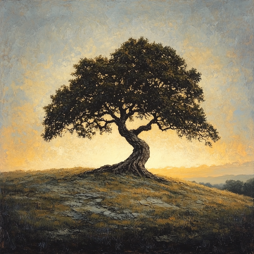 Francisco Goya Inspired Weathered Oak Against Horizon Glow paint by numbers