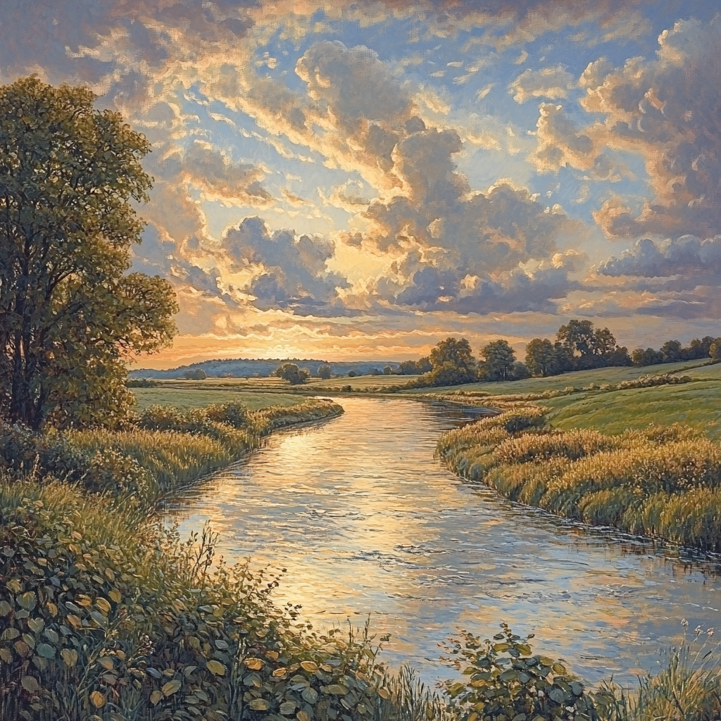 Constable Inspired River Bend paint by number