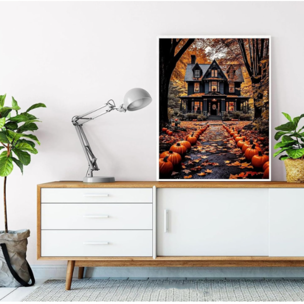 Halloween House Landscape Paint by Numbers Kit for Home Wall Decor