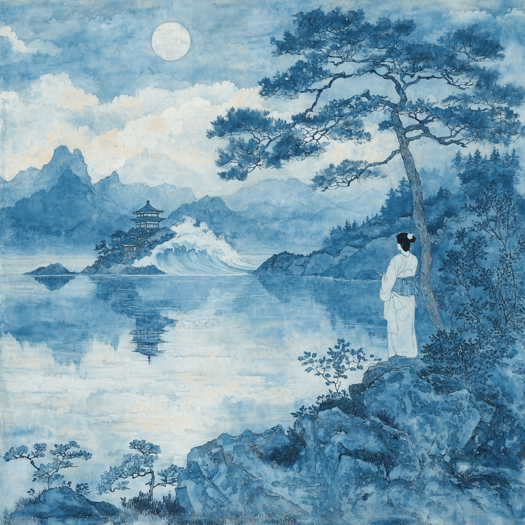 Hokusai Inspired Zen Reflections Paint By Color