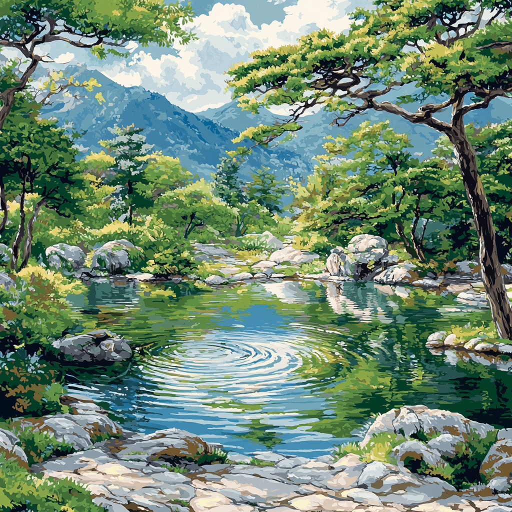 Utagawa Hiroshige Inspired Rippling Reflections Paint By Color