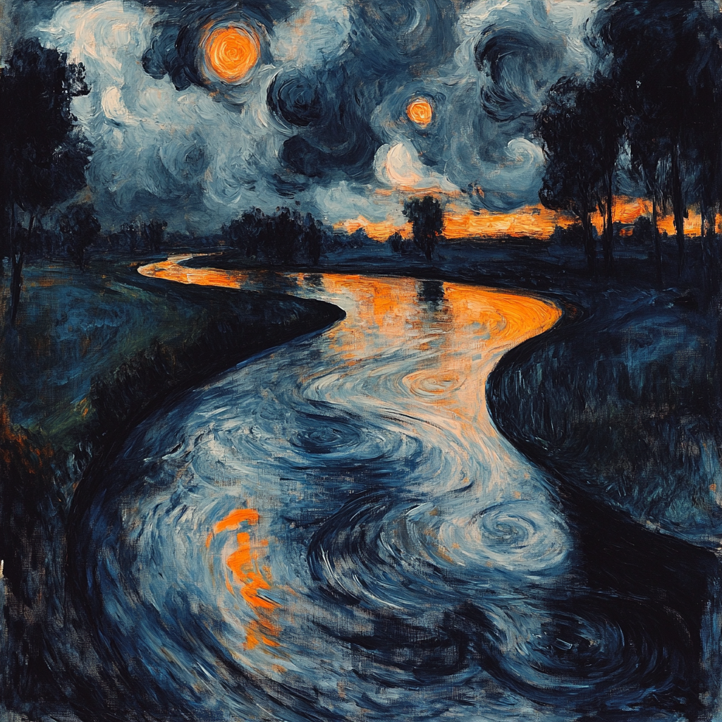 Edvard Munch Inspired Stormy Riverscape Paint by numbers kits