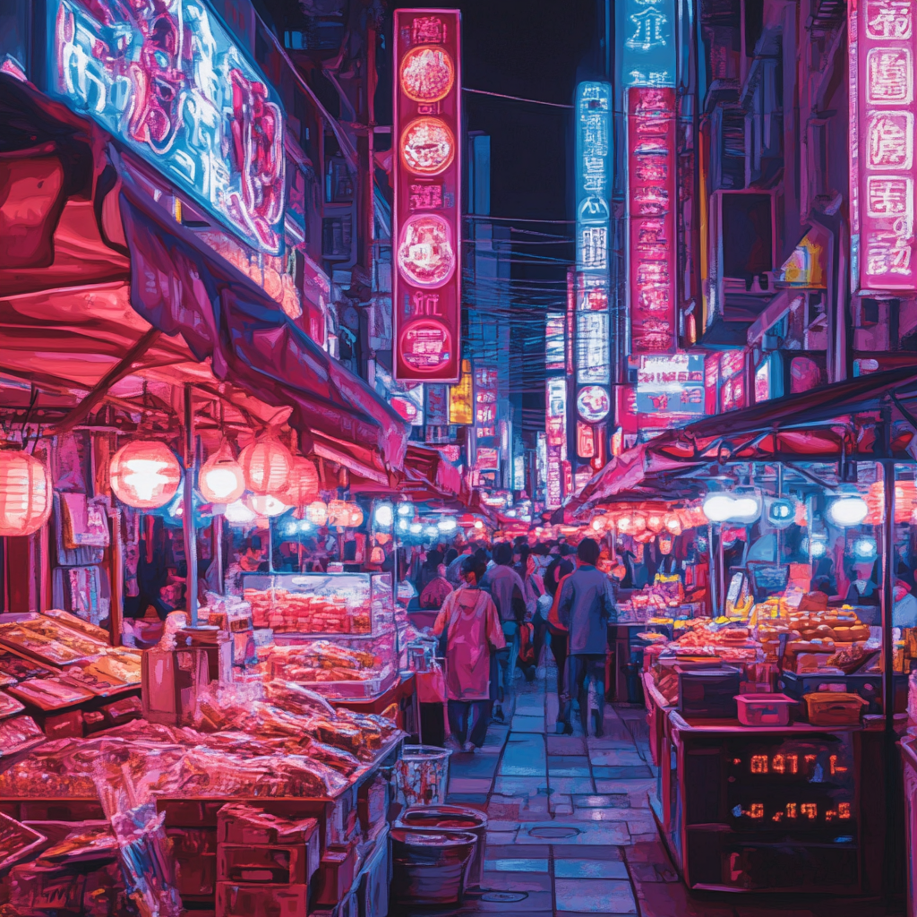 Night Market Lights At Mong Kok Hong Kong Number painting
