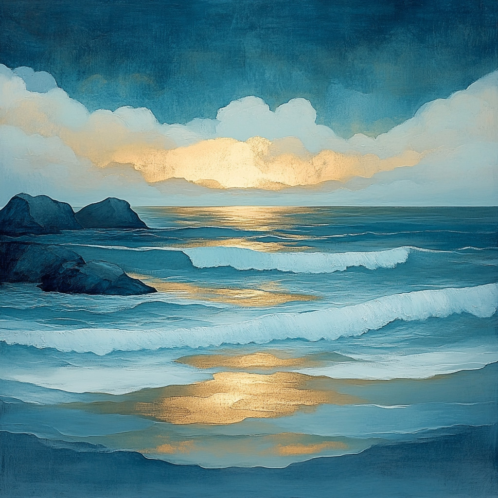 Hiroshige Inspired Twilight Coastal Harmony Paint by numbers art