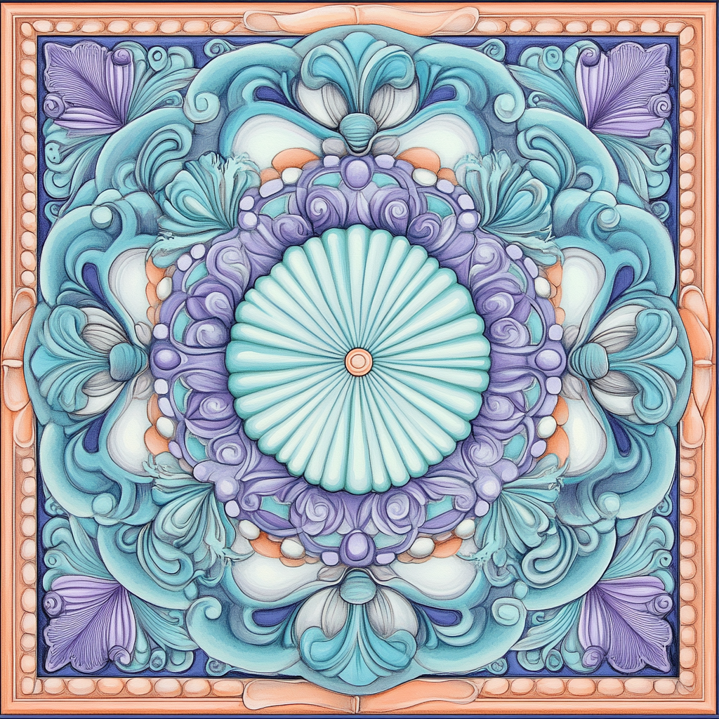 Alphonse Mucha Inspired Oceanic Mandala paint by number