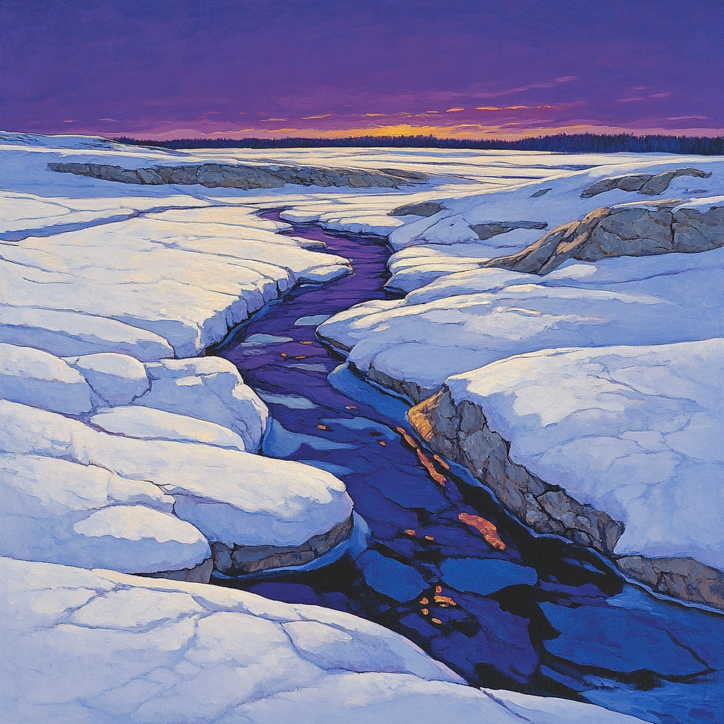 Franklin Carmichael Inspired Winter Light On Rock painting number kit