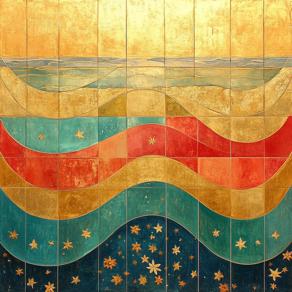 Gustav Klimt Inspired Golden Tidal Patterns Painting by numbers kit