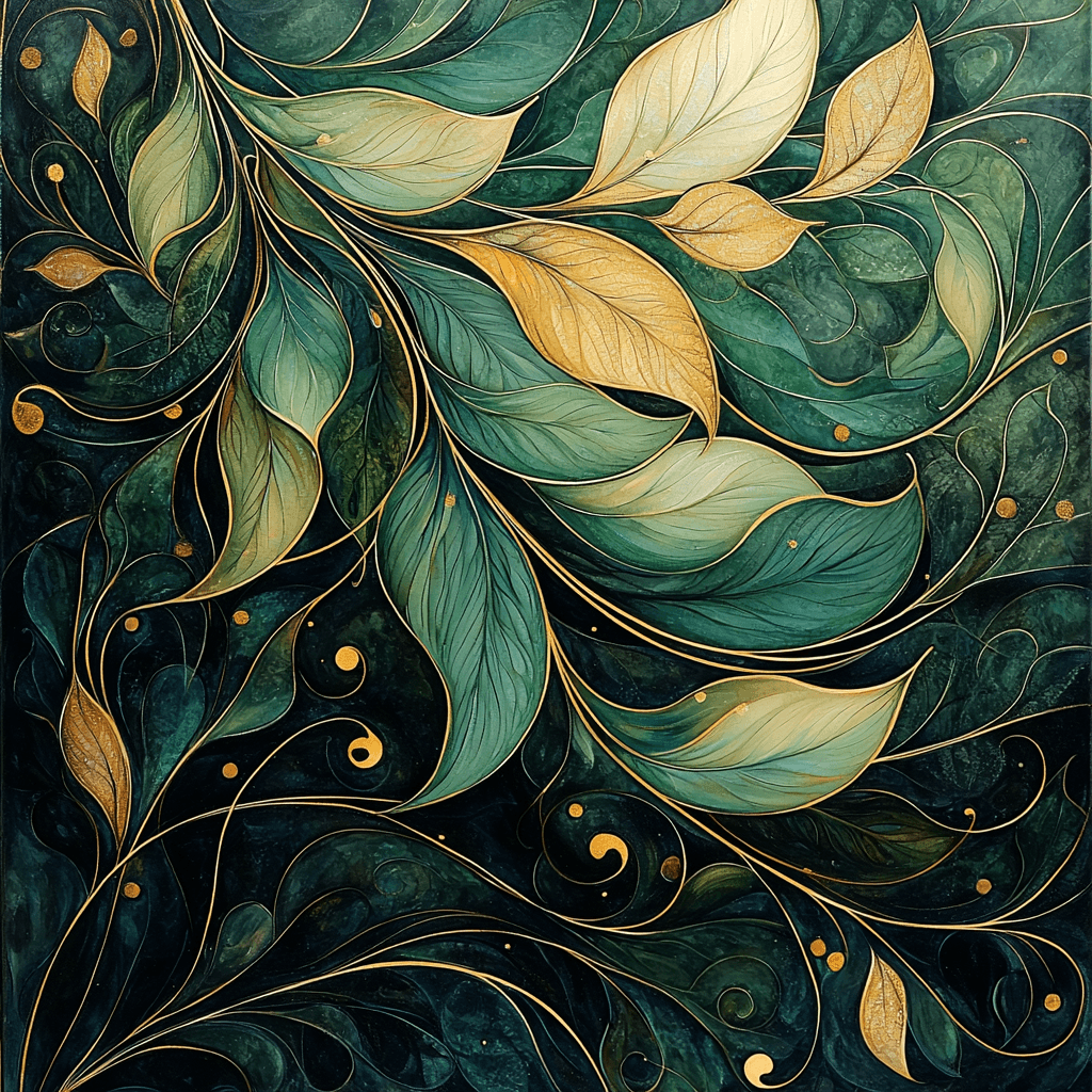Alphonse Mucha Inspired Dance Of Leaves Paint By Color