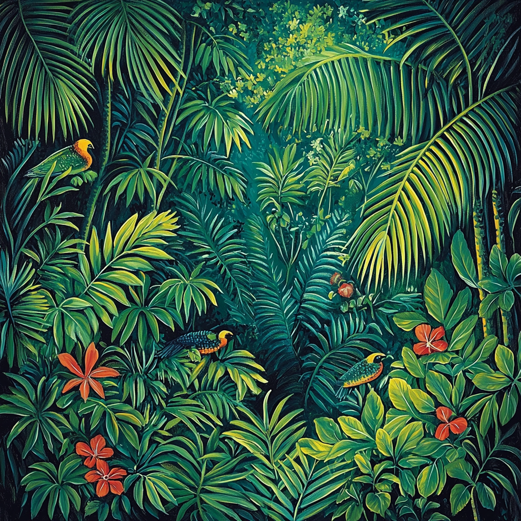 Henri Rousseau Inspired Soothing Rainforest Escape Paint By Numbers Kits
