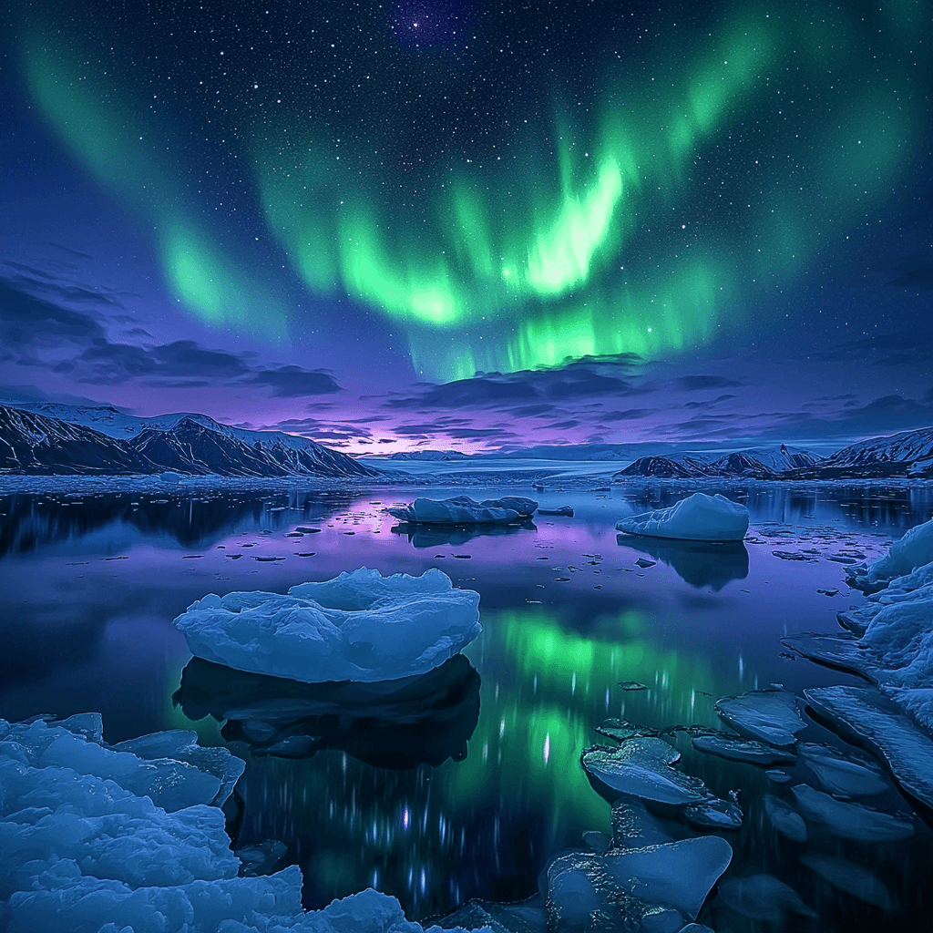 Northern Lights At Jökulsárlón Glacier Lagoon - Iceland Paint By Numbers Kits