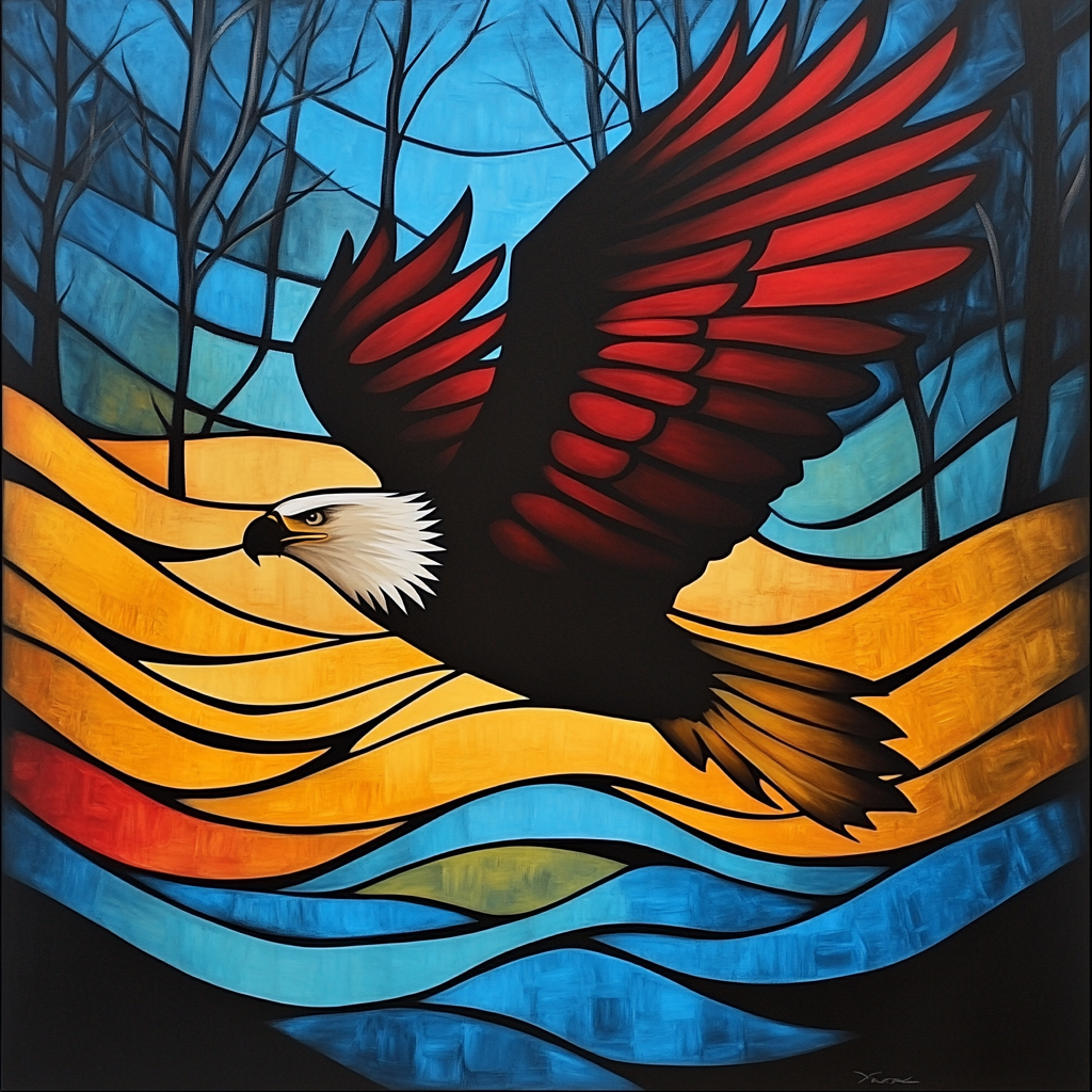 Norval Morrisseau Inspired Eagle Of The Sacred Winds Paint by numbers art