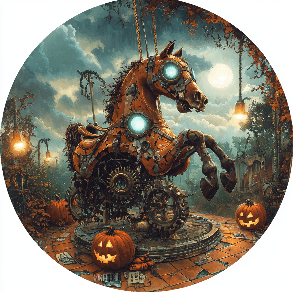 Cursed Carousel In Spooky Park Numbered painting kits