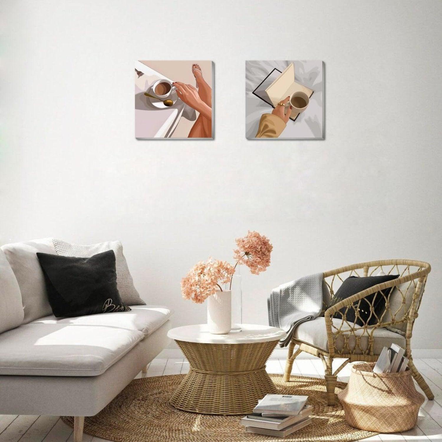 2 Pack Coffee Themed DIY Paint By Numbers Kit - Artistry Rack