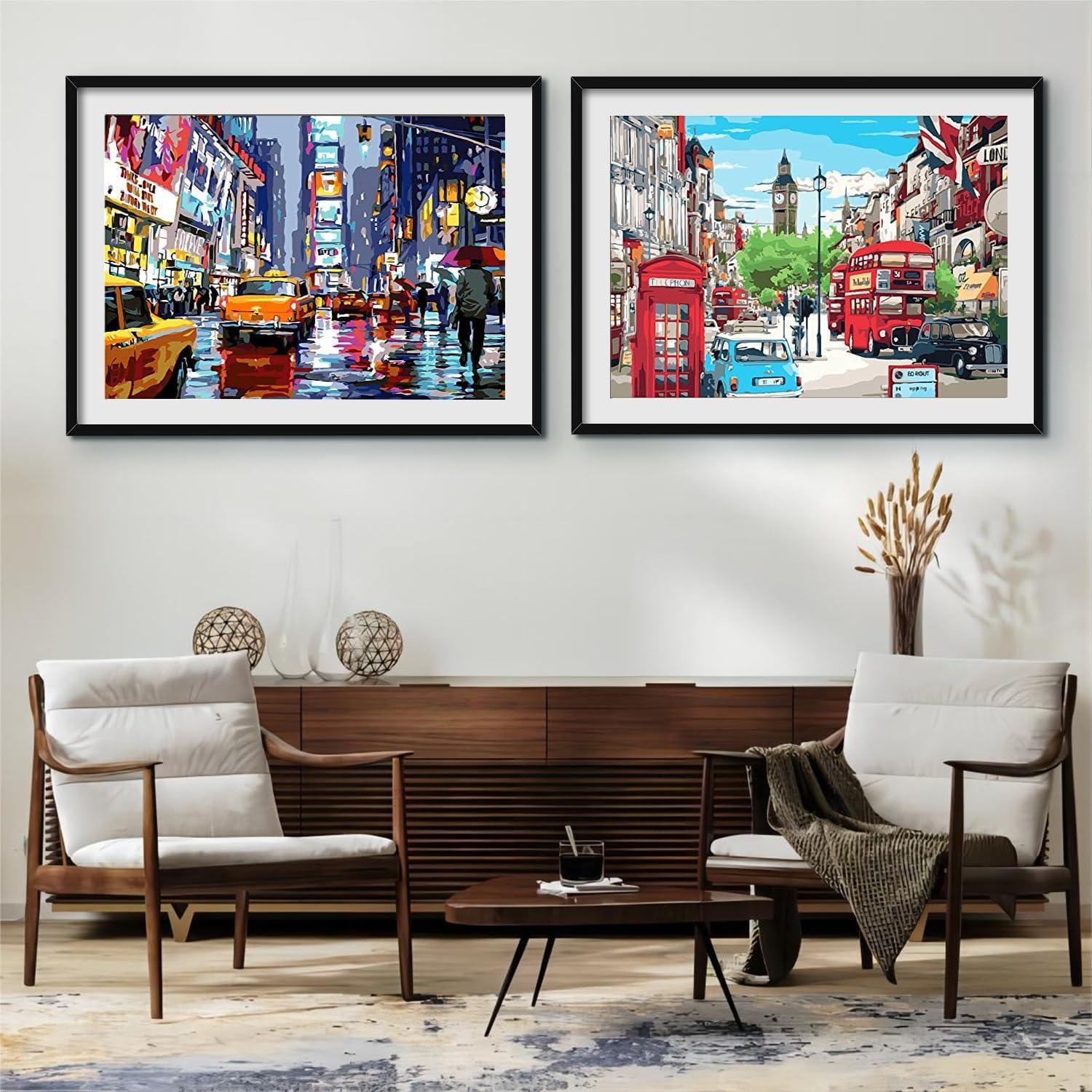 2 Pieces Cityscapes Paint By Number Kit - Artistry Rack