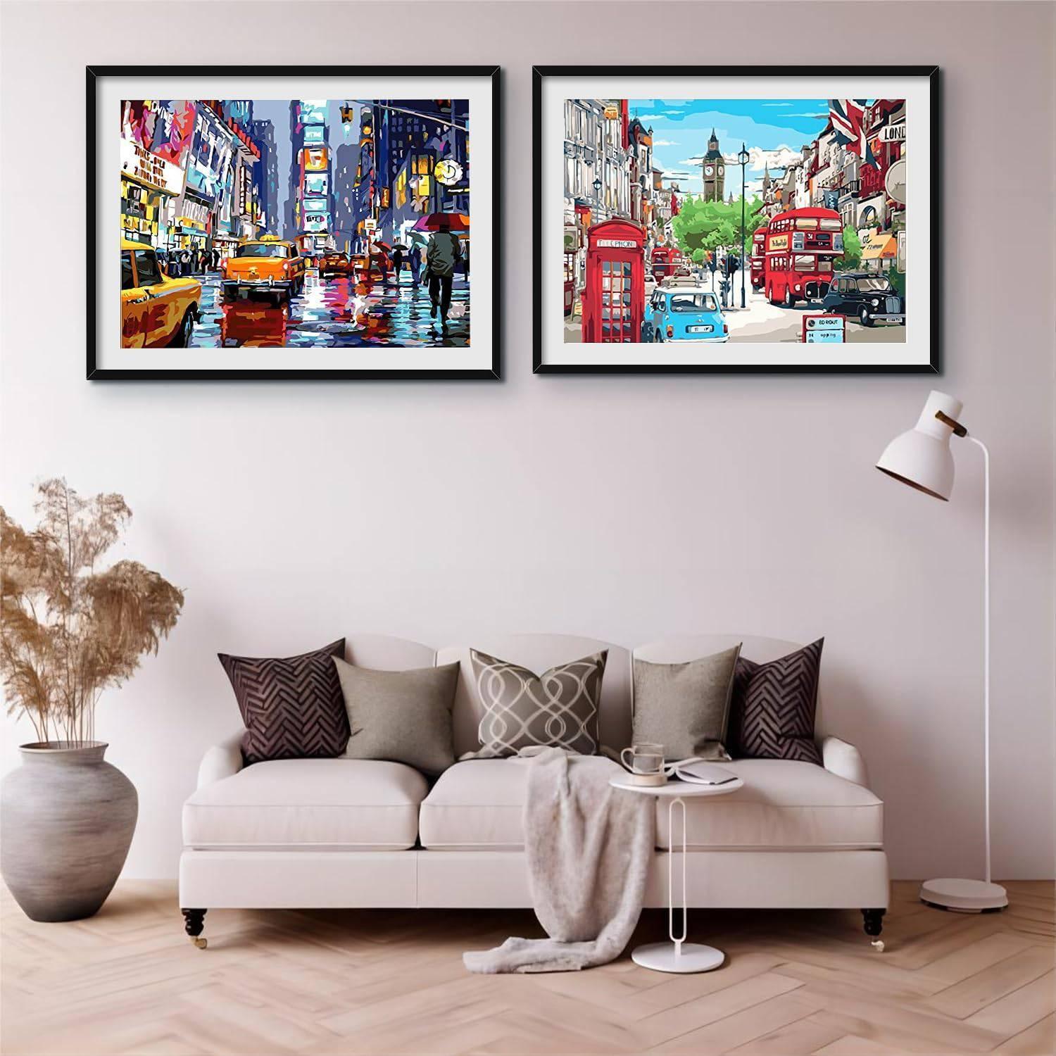 2 Pieces Cityscapes Paint By Number Kit - Artistry Rack