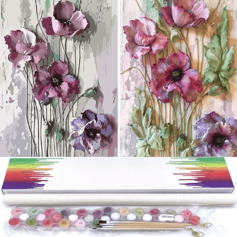 2 Pieces Elegant Flowers Paint By Numbers Kit - Artistry Rack