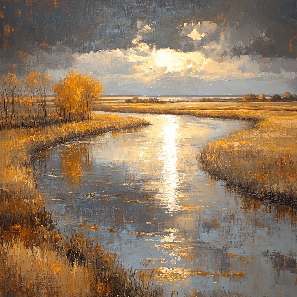 Rembrandt Inspired River Glow With Autumnal Hues paint by number