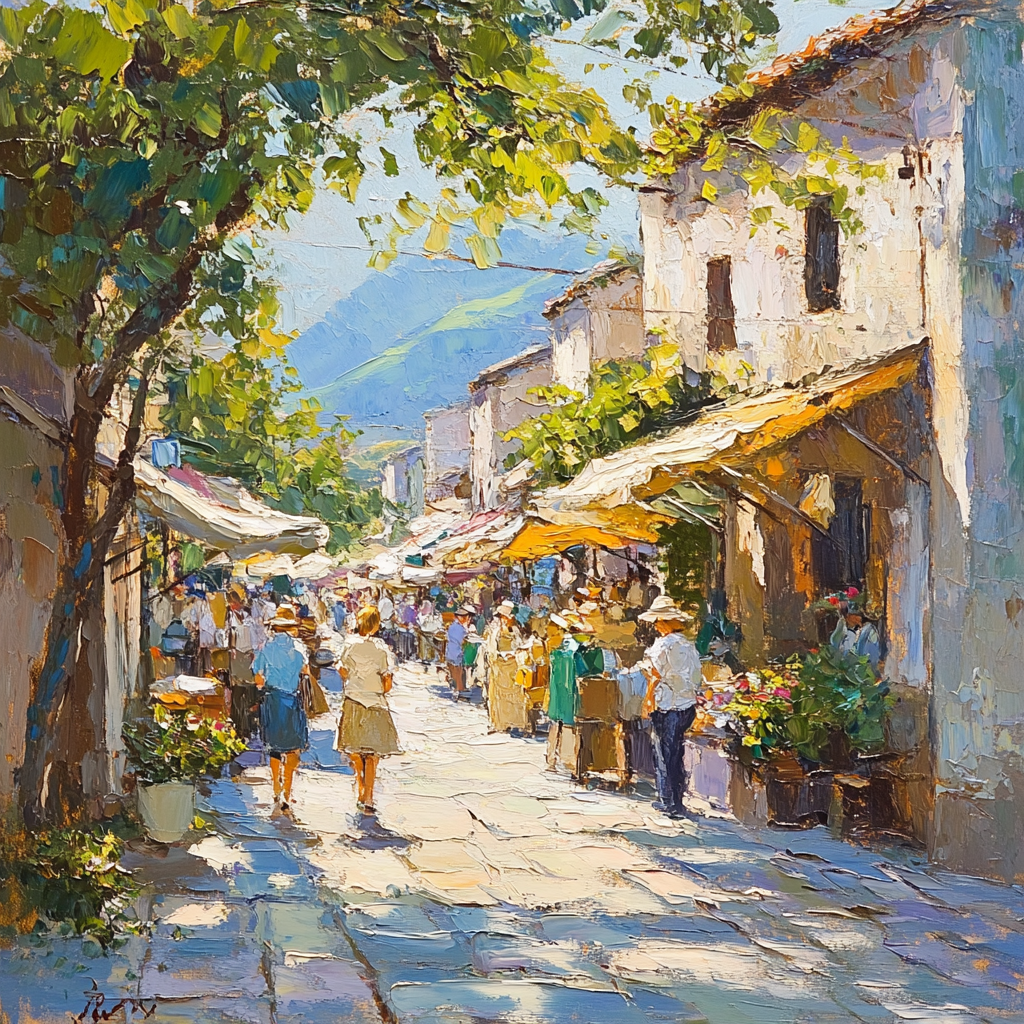 Pissarro Inspired Market Lane Number painting