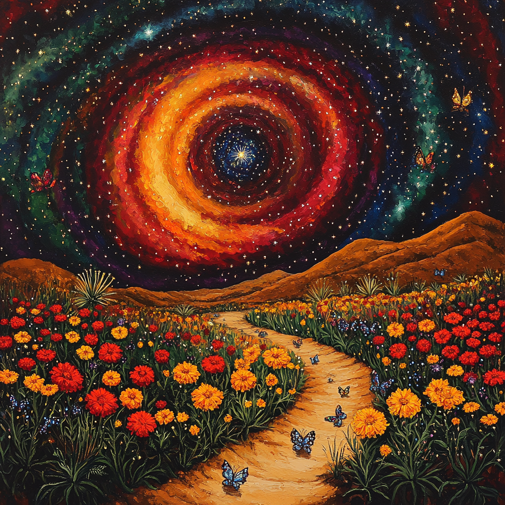 Frida Kahlo Inspired Desert Bloom Cosmos paint by color