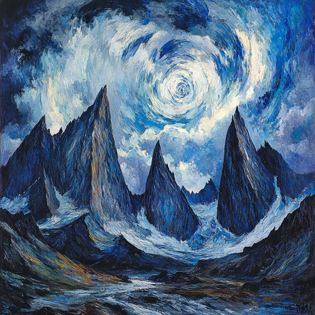 Edvard Munch Inspired Stormy Mountainscape paint by number