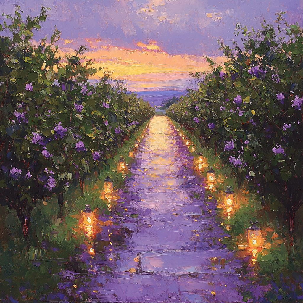 Claude Monet Inspired Orchard At Dusk paint by numbers