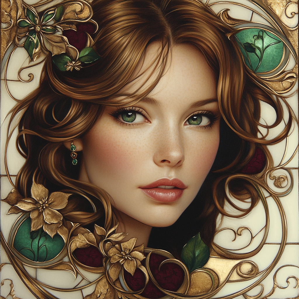 Klimt Inspired Floral Portrait Number painting